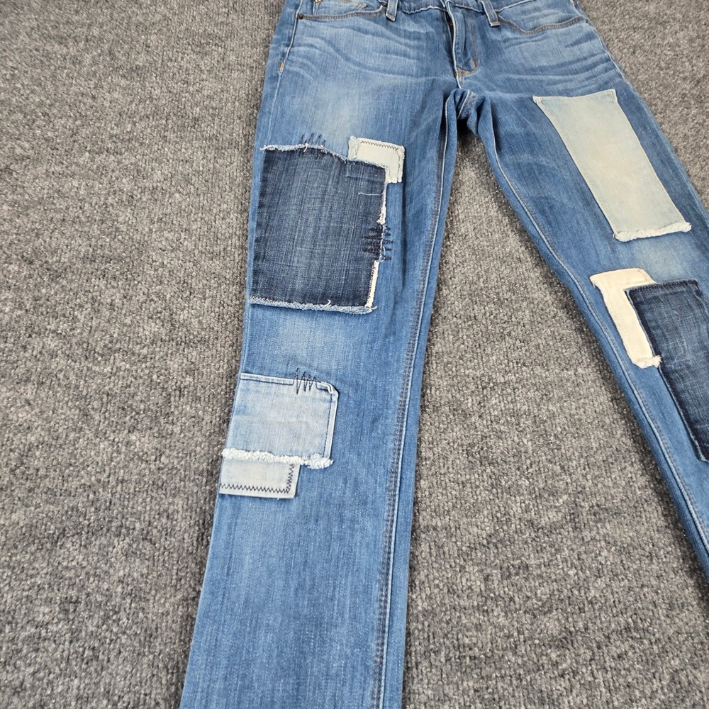 Hudson Patchwork Jeans Womens 30 Blue Straight Leg Denim Made in USA - Picture 7 of 12